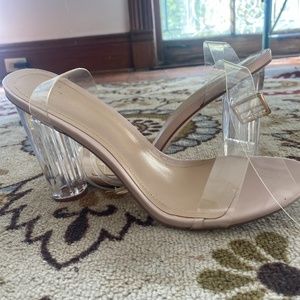 Clear strappy heels